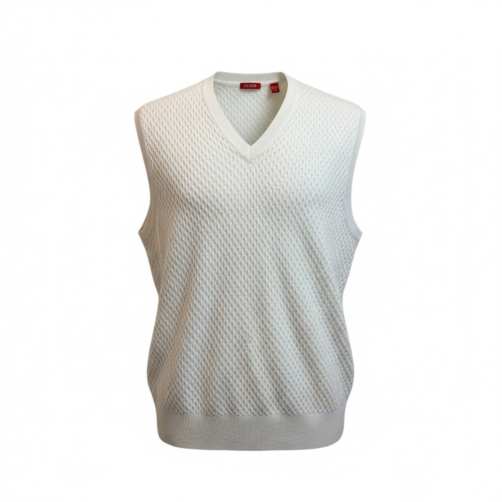 IZOD Ivory Mens L‎ 80s Waffle Summer Sweater Vest Tennisprep Preppy Grandpacore
